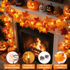 3Pack Fall Leaf Garland with Lights Plug in, 35 Orange Bulbs Light Up Fall Leaves Garland, Fall Decor Fall Decorations for Home Table Thanksgiving Mantel,Fireplace,Porch,Halloween Autumn Decor - Image 2