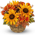 9.8" Artificial Sunflower Fall Arrangement with Woven Basket Centerpiece by Arborus