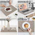 Homaxy PU Faux Leather Placemats for Dining Table, Set of 6, Light Brown - Image 6