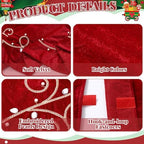 36inch Christmas Tree Skirt Red Luxury Velvet Plush Fur Skirts Baroque Tree Skirts with Gold Embroidered Pearls and Crystals Xmas Velvet Trees Skirt for Christmas Holiday Party Home Decorations - Image 3