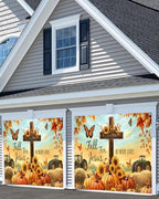 16X7Ft Fall for Jesus Garage Door Cover Banner Decorations, He Never Leaves Thanksgiving Backdrop Garage Door Autumn Backdrop Wall Decorations for Outdoor Home Yard Decor Party Photo Backgrounds - Image 2