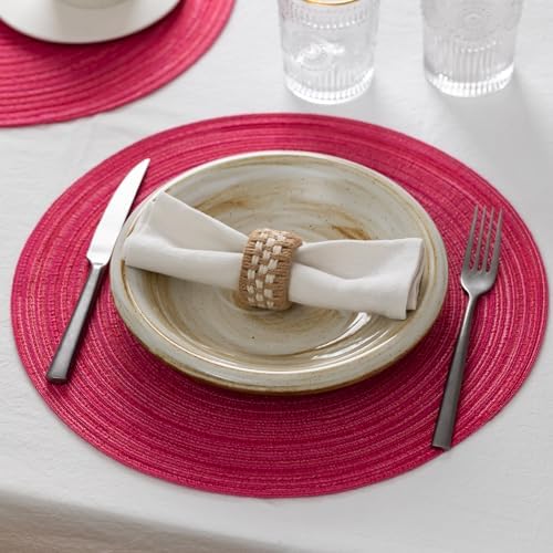 BARoyal Round Placemats Set of 12 Woven Placemats Washable Braided Table Mats for Dining Table Heat Resistant Non-Slip Circle Place Mats(Blossom) - Image 3