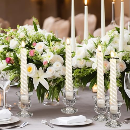 Foaincore 78 Pack Glass Candlestick Holders Bulk 2.5 Inch Taper Candle Holders Small Ritual Candle Stand Table Centerpieces for Wedding Christmas Valentine's Festival Party Dining Decorations (Clear) - Image 6