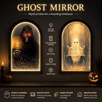 Light Up Ghost Mirror, Novelty Halloween Mirror with Ghost on the Swing, Spooky Light Up Mirrors Holiday Displays, Gothic Halloween Decorations Indoor for Wall Table Mantel Room Home Office Party (#1) - Image 2