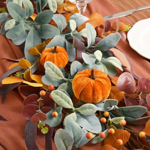 Waipfaru 6FT Fall Eucalyptus Garland for Mantle Fall Decor - Image 4