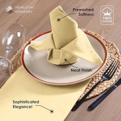 Light Yellow Cloth Dinner Napkins, 12 Pack, 100% Cotton, 17x17 Inches, Soft, Classic Farmhouse Style, Washable, Ideal for Easter Lunch, Weddings, Family Meals, Pale Yellow - Image 2