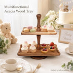 Acacia Wood 2 Tiered Serving Tray, Rectangular - Image 6