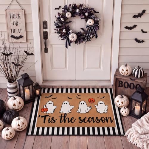 Tinideya 2 Pcs Halloween Layered Doormat Set for Front Porch, Cute Ghost by Tinideya