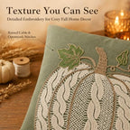 Embroidered Fall Throw Pillow Covers,18x18 Inch Set of 2,Sage Cable - Image 2