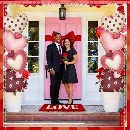 Yerliker 39 Inch Valentine's Day Stacked Heart for Home Front Porch Decor Wood Heart Outdoor Decor Valentine's Day Sign for Yard Front Door Garden Patio Outdoor - Image 5
