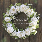 Floroom Floral Wreath, 20" Artificial White Peony Hydrangea Wreath for Front Door Wedding Decorations Wall Decor by Floroom