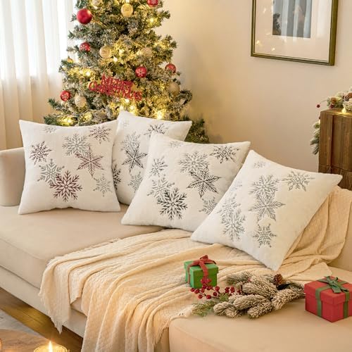 MIULEE Christmas Throw Pillow Covers Pack of 2 20×20 Inch, Grey - Image 4