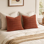 MIULEE Fall Euro Sham Corduroy Decorative Throw Pillow Covers 24x24 Rust - Image 5