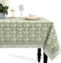 CPC Olive Bloom Tablecloth 100% Cotton 72x140 Inch Indian Block Print Rectangle Table Cover, Table Cloth for Gifting in Weddings, Halloween, Fall, Christmas, Thanksgiving by COTTONPRINTCLUB