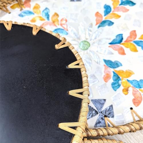 i-lan 3-Pack Oval Rattan Serving Trays with Mother of Pearl Inlay, 13/12/11 Inch Woven Platters for Home Decor, Coffee Table, Display, and Entertaining - Image 7