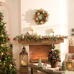 Valery Madelyn 6 Ft Christmas Garland with Lights for Mantle Red Gold - Image 2