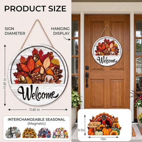 16 Pcs Interchangeable Welcome Sign, Magnetic Icon Replacement in Seconds for Spring, Summer, Fall, Winter & Various Holidays, Thoughtful Gift for Family, Friends & New Homeowners - Image 5