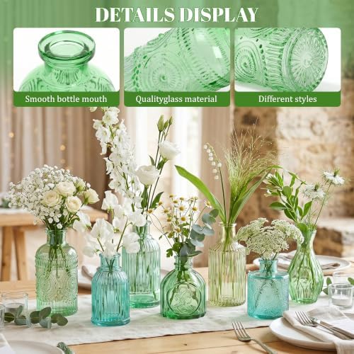 15Pcs Assorted Vintage Bud Vases, Colorful Glass Small Vases Bulk - Image 3