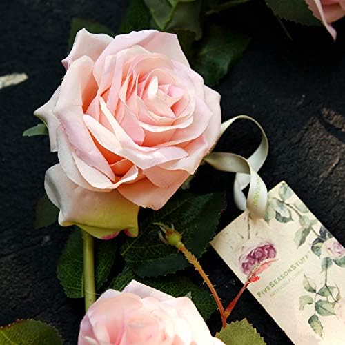 FiveSeasonStuff Dreamy Pink Artificial Silk Roses Flower Garland, Bendable Hanging Vines (2pcs, 11ft) - Image 6