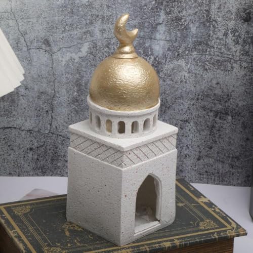 Islamic Cultural Decor Collection, Ramadan Home Decor Islamic Gift, Handcrafted Resin Mosque Models & Tower Ornaments for Home Office Display Ramadan Decoration (White H 1pcs) - Image 5