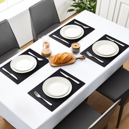 MOSAYT Vinyl Faux Leather Placemats, Set of 6, Black - Image 2