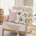 Alysheer Floral Embroidered Throw Pillow Cover 18"x18", 2pcs Light Pink - Image 7