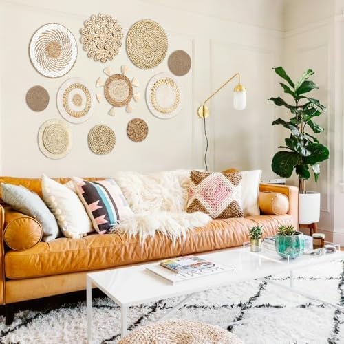 Set of 11 Boho Wall Basket Decor Wicker Woven Wall Basket Decoration - Image 4