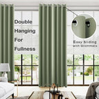 KOUFALL Dark Sage Green Curtains 108 Inches Long,Boho Room Darkening Thermal Blackout Drapes for Bedroom,2 Panel Set - Image 2