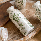 Teweiqi Vintage Vase Set of 3, Ceramic Flower Vases Chinoiserie Decor, Rustic Farmhouse Vases Retro Decorative Vases, for Home Living Room Kitchen Table Mantle Shelf Decor - Green and White - Image 5