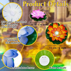Hortsun 18 Pcs 3.94/5.91 in Floating Lotus Lights with Battery, Multicolor - Image 2