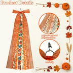 Fall Wreath Sash for Front Door, 2Pcs Orange Maple Leaves Assorted Ribbon Bow, Large Fall Clip-On Wreaths Ribbon Bundle for Thanksgiving Autumn Party Decor - Image 4