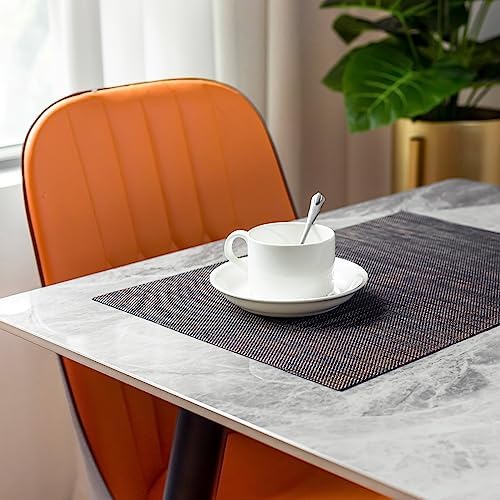 LEXMORE PlaceMats Set of 12 Vinyl/Plastic Woven Place Mats for Kitchen Table Indoor/Outdoor Washable PlaceMat Wipeable Dining Table Mats(Black/Brown) - Image 6