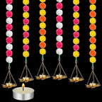 6 Sets Marigold Garland with Lotus Candle Holders for Diwali Pooja Puja by Unknown