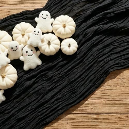 12 Pack Black Cheesecloth Table Runner Boho Gauze Black Decor - Image 4