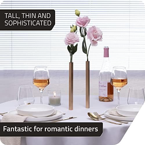 PELEG DESIGN Magnetic Bud Vase Set (Gold) - Unique Home Decor Gift & Modern Table Centerpiece - 5 Aluminum Single Stem Vases - 9.4" Tall Gravity Defying Decor - Image 2