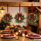 6 Pcs Small 4th of July Hanging Wreaths for Cabinets Patriotic Mini Candle Ring Wreath with Red White Blue Flowers (6, Greenery with Red Bells Pinecones) - Image 6