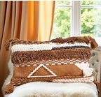 Decorative Throw Pillow Cover 12x20 Knitted Lumbar Pillow Tufted Accent with Tassels for Couch Bed Sofa Cotton Wool Woven Boho Handwoven Pillow (Neutral/Earth Tone) - Image 4