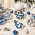 JORNOY 106Pcs Christmas Ornaments Bulk, Shatterproof Plastic Hanging Balls Bulbs Assorted Decor for Tree Decorations Home Holiday Party with Lanyard, Silver & Blue - Image 3