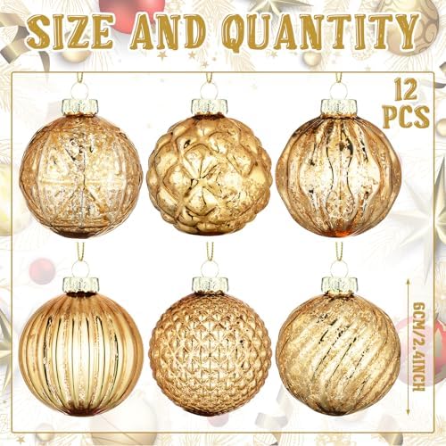 Jenaai 12 Pcs Christmas Champagne Glass Ball Ornaments, Tree Decoration - Image 2