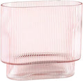 Ribbed Glass Vase, Pink Glass Vase, Fluted Short Vases for Flowers, Modern Vases for Living Room, Dining Room, Bathroom, Desk, Shelf, Wedding, Office, 7 Inches by YANWE