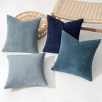MIULEE Soft Corduroy Decorative Throw Pillow Covers Blue Navy Series 16x16 - Image 2