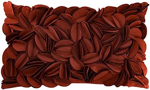 KINGROSE Handmade 3D Flower Throw Pillow Cover, Rust Red, 12x20 Inches by KINGROSE