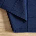 ZeeMart Linen Checked Farmhouse Placemats Set of 6, Navy Blue 13x19in - Image 3