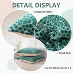 FIFU 22x22 Inch Throw Pillow Covers Set of 2, Jacquard Velvet, Teal Green - Image 5