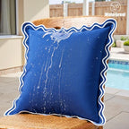 JOJOGOGO Navy Blue Scalloped Outdoor Throw Pillow Covers 18x18 Set of 2 - Image 2