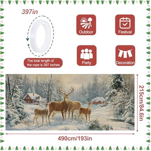 Christmas Garage Door Banner 7x16FT, Winter Reindeer Family Garage Door Cover, Large Outdoor Xmas Decoration for Garage Doors, Garden Fence & Holiday Parties - Image 4