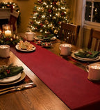 Red Faux Leather Table Runner Waterproof Heatproof for Christmas 108 inch - Image 4