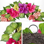 Briful Artificial Bougainvillea Wreath for Front Door, 16in Realistic Faux Floral Wreath Summer Spring Wreath for Wall Window Mantle Outdoor Porch Decor - Image 3