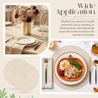 Geosar 120 Pcs Disposable Paper Placemats Round Paper Placemat, Beige - Image 6
