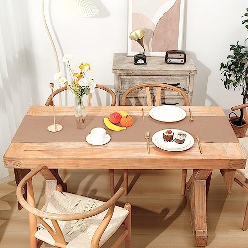 Linen Table Runner 14X108 Inches,100% French Linen Macchiato Tablerunner,Machine Washable Dining Table Runner for Fall,Wedding,Party,Halloween,Christmas(Macchiato) - Image 3